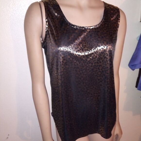 Black and gold silky TRIMMINGS sleeveless top - Picture 5 of 8